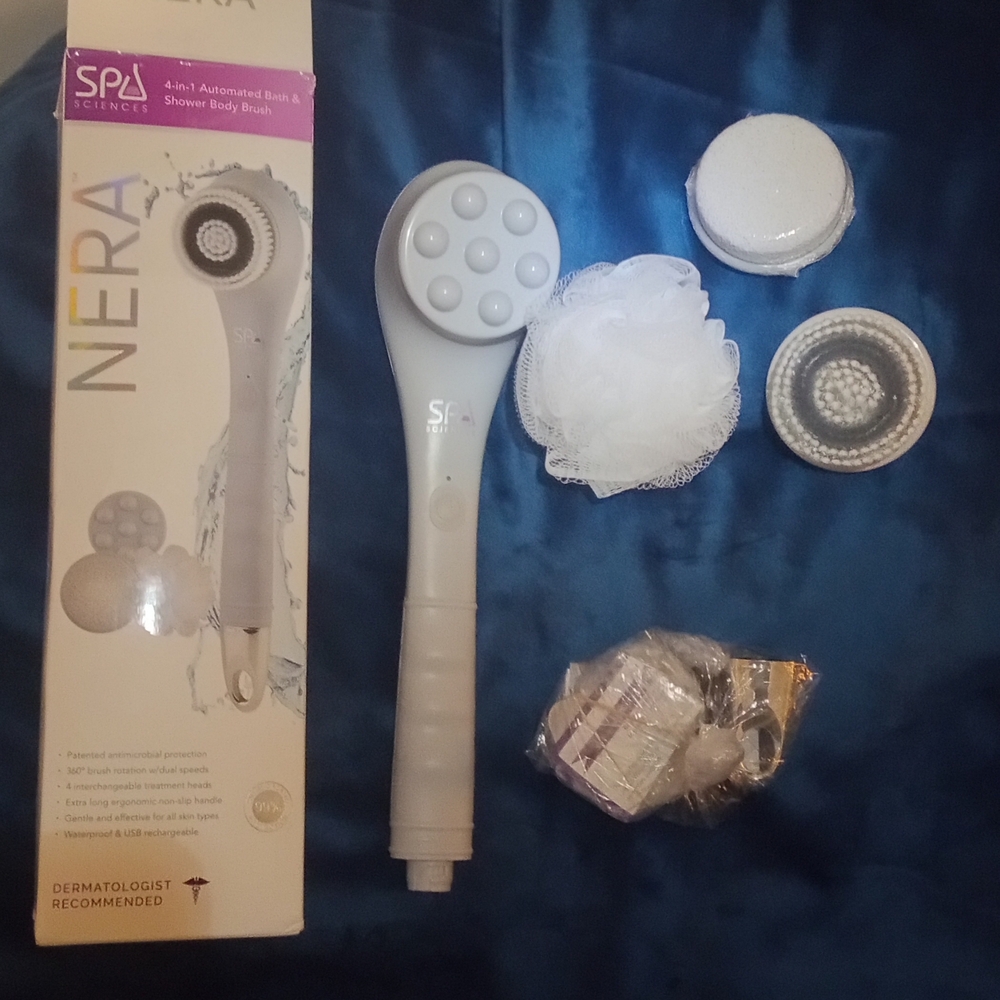 Spa Sciences NERA 4-in-1 Automated Rechargeable Bath & Shower Body Brush - White